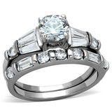 High polished (no plating) Stainless Steel Ring with AAA Grade CZ  in Clear