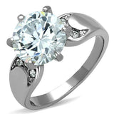 High polished (no plating) Stainless Steel Ring with AAA Grade CZ  in Clear