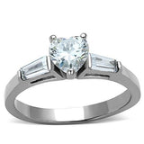 High polished (no plating) Stainless Steel Ring with AAA Grade CZ  in Clear