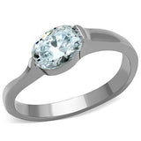High polished (no plating) Stainless Steel Ring with AAA Grade CZ  in Clear