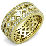IP Gold(Ion Plating) Stainless Steel Ring with AAA Grade CZ  in Clear