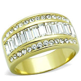 IP Gold(Ion Plating) Stainless Steel Ring with Top Grade Crystal  in Clear