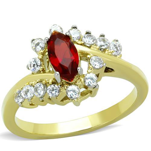 Two-Tone IP Gold (Ion Plating) Stainless Steel Ring with Synthetic Synthetic Glass in Siam