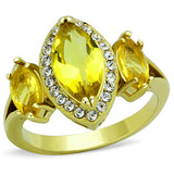 IP Gold(Ion Plating) Stainless Steel Ring with Synthetic Synthetic Glass in Topaz