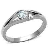 High polished (no plating) Stainless Steel Ring with AAA Grade CZ  in Clear