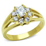 IP Gold(Ion Plating) Stainless Steel Ring with AAA Grade CZ  in Clear