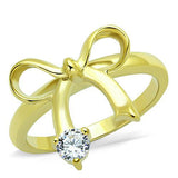 IP Gold(Ion Plating) Stainless Steel Ring with AAA Grade CZ  in Clear