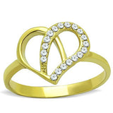IP Gold(Ion Plating) Stainless Steel Ring with AAA Grade CZ  in Clear