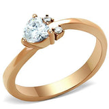 IP Rose Gold(Ion Plating) Stainless Steel Ring with AAA Grade CZ  in Clear