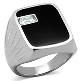 High polished (no plating) Stainless Steel Ring with AAA Grade CZ  in Clear