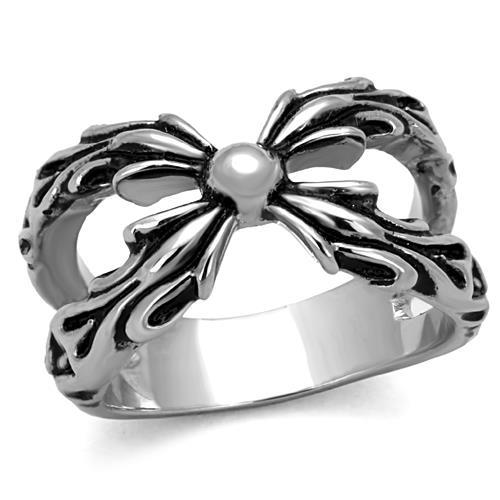 High polished (no plating) Stainless Steel Ring with Epoxy  in Jet