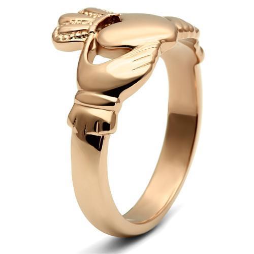 IP Rose Gold(Ion Plating) Stainless Steel Ring with No Stone