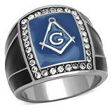 High polished (no plating) Stainless Steel Ring with Top Grade Crystal  in Clear