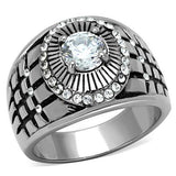 High polished (no plating) Stainless Steel Ring with AAA Grade CZ  in Clear