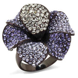 IP Dark Brown (IP coffee) Stainless Steel Ring with Top Grade Crystal  in Multi Color