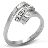 High polished (no plating) Stainless Steel Ring with Top Grade Crystal  in Clear