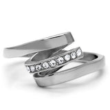 High polished (no plating) Stainless Steel Ring with Top Grade Crystal  in Clear