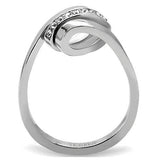 High polished (no plating) Stainless Steel Ring with Top Grade Crystal  in Clear
