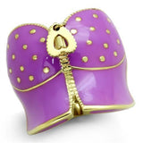 IP Gold(Ion Plating) Stainless Steel Ring with Epoxy  in Amethyst