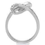 High polished (no plating) Stainless Steel Ring with Top Grade Crystal  in Clear
