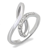 High polished (no plating) Stainless Steel Ring with Top Grade Crystal  in Clear