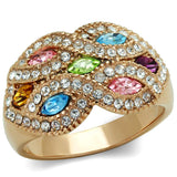 IP Rose Gold(Ion Plating) Stainless Steel Ring with Top Grade Crystal  in Multi Color