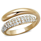 IP Rose Gold(Ion Plating) Stainless Steel Ring with AAA Grade CZ  in Clear