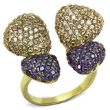 IP Gold(Ion Plating) Stainless Steel Ring with AAA Grade CZ  in Multi Color