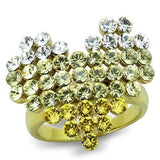 IP Gold(Ion Plating) Stainless Steel Ring with Top Grade Crystal  in Multi Color