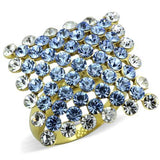 IP Gold(Ion Plating) Stainless Steel Ring with Top Grade Crystal  in Light Sapphire