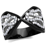 Two-Tone IP Black Stainless Steel Ring with AAA Grade CZ  in Clear