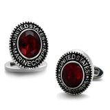 High polished (no plating) Stainless Steel Cufflink with Synthetic Synthetic Glass in Siam