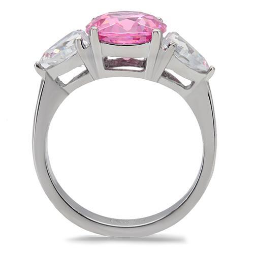 High polished (no plating) Stainless Steel Ring with AAA Grade CZ  in Rose