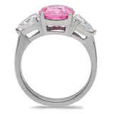 High polished (no plating) Stainless Steel Ring with AAA Grade CZ  in Rose