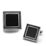 High polished (no plating) Stainless Steel Cufflink with Epoxy  in Jet