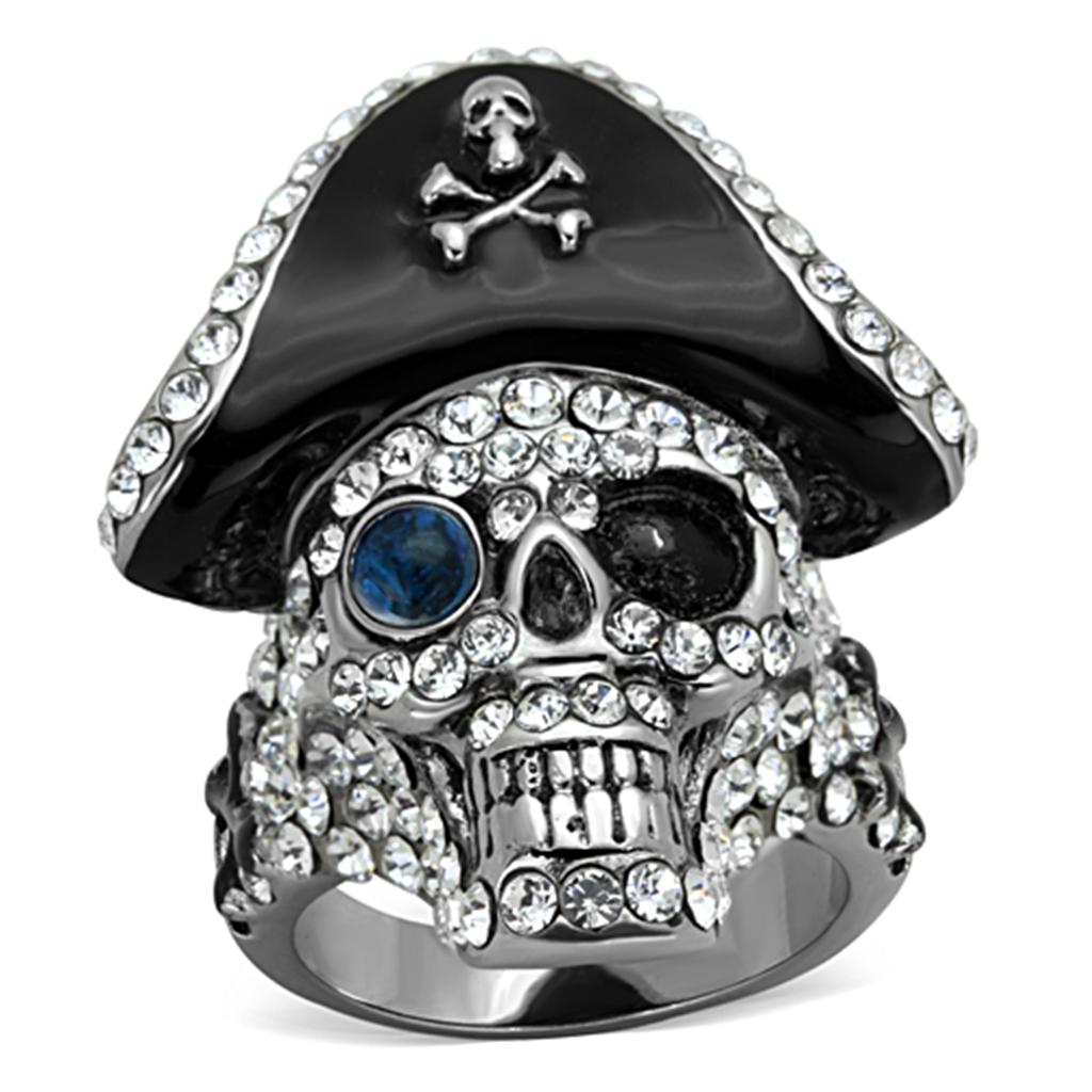 Two-Tone IP Black Stainless Steel Ring with Synthetic Synthetic Glass in Montana