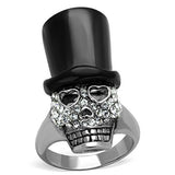 Two-Tone IP Black Stainless Steel Ring with Top Grade Crystal  in Clear