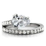 High polished (no plating) Stainless Steel Ring with AAA Grade CZ  in Clear