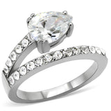 High polished (no plating) Stainless Steel Ring with AAA Grade CZ  in Clear