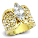 IP Gold(Ion Plating) Stainless Steel Ring with AAA Grade CZ  in Clear