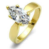 IP Gold(Ion Plating) Stainless Steel Ring with AAA Grade CZ  in Clear