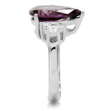 High polished (no plating) Stainless Steel Ring with Synthetic Synthetic Glass in Amethyst