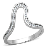 High polished (no plating) Stainless Steel Ring with AAA Grade CZ  in Clear