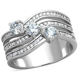 High polished (no plating) Stainless Steel Ring with AAA Grade CZ  in Clear