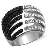 Two-Tone IP Black Stainless Steel Ring with Top Grade Crystal  in Jet