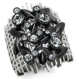 Two-Tone IP Black Stainless Steel Ring with Top Grade Crystal  in Black Diamond