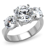 High polished (no plating) Stainless Steel Ring with AAA Grade CZ  in Clear