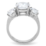 High polished (no plating) Stainless Steel Ring with AAA Grade CZ  in Clear