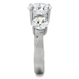 High polished (no plating) Stainless Steel Ring with AAA Grade CZ  in Clear