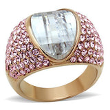 IP Rose Gold(Ion Plating) Stainless Steel Ring with AAA Grade CZ  in Clear